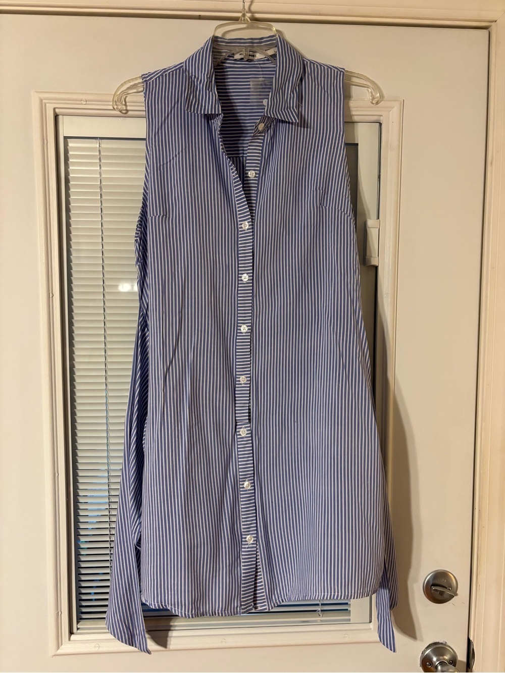 Mind Code Blue & White Striped Button-Down Dress